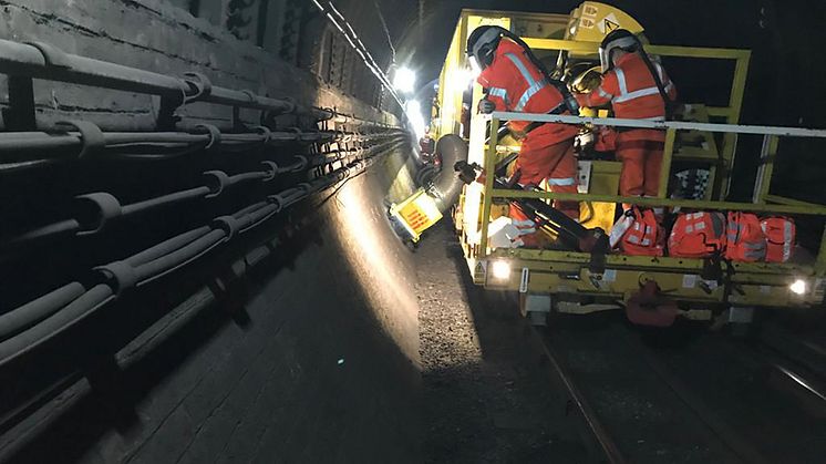 Subterranean spring-clean: Network Rail's powerful dust extractor has cleaned the 17km Northern City Line tunnels