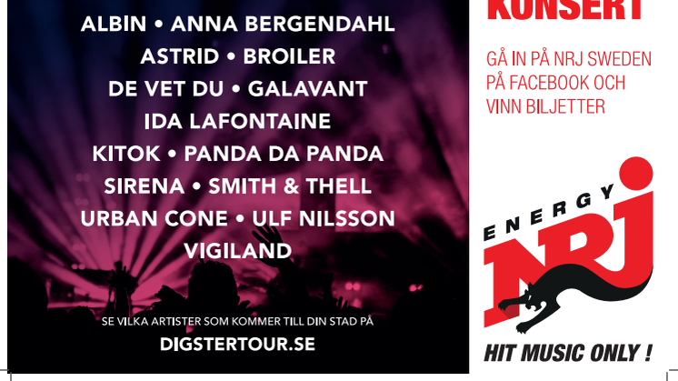 ​Digster Tour By NRJ – Klubbturné över hela landet med Sveriges hetaste artister