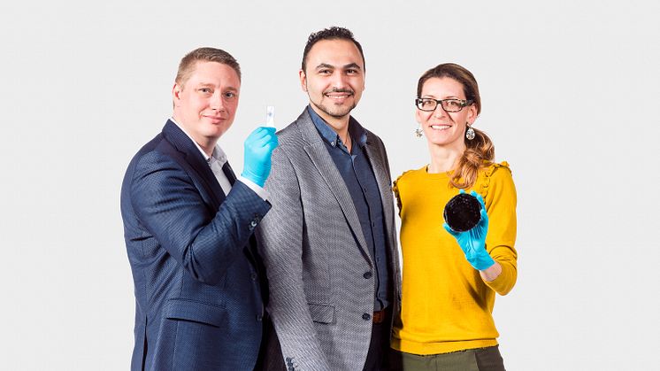  Mattias Goksör, Amin Banaeiyan och Caroline B. Adiels är några av personerna bakom bidraget OrganoVitro. Foto: Johanna Herbst