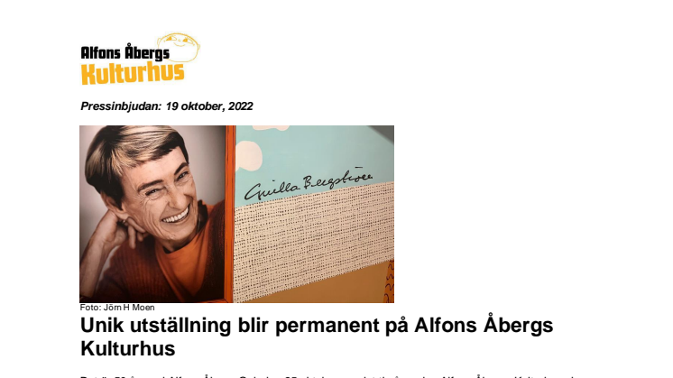 Pressinbjudan - Unik utställning blir permanent på Alfons Åbergs Kulturhus 20221019.pdf