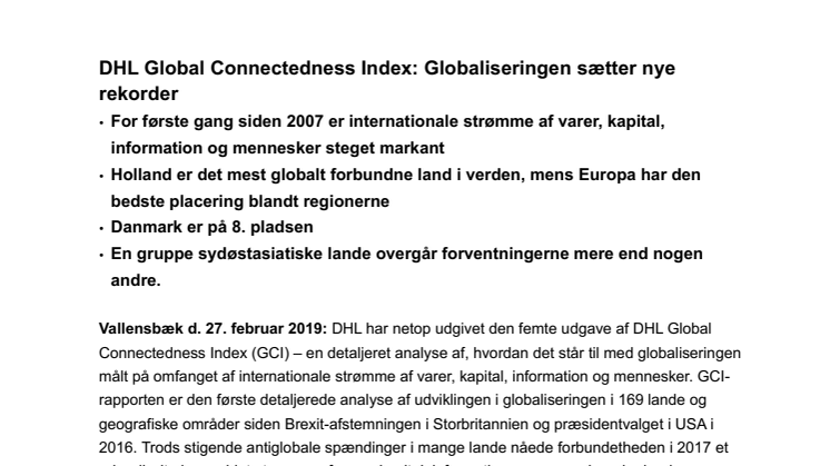 DHL Global Connectedness Index: Globaliseringen sætter nye rekorder 