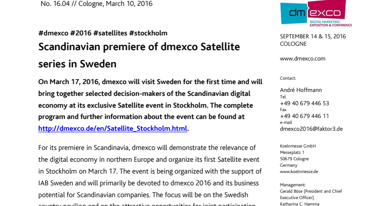 Scandinavian premiere of dmexco Satellite series in Sweden