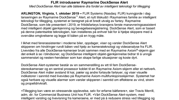 FLIR introduserer Raymarine DockSense Alert 