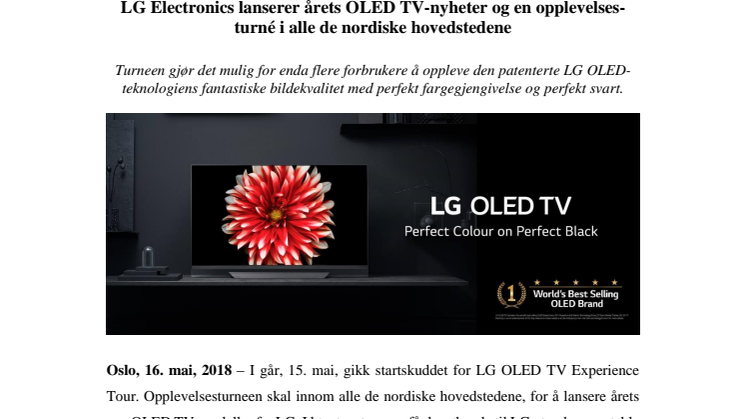 LG Electronics lanserer årets OLED TV-nyheter og en opplevelses-turné i alle de nordiske hovedstedene