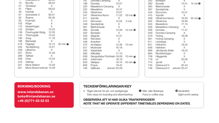 Tidtabell sommartrafik 2017