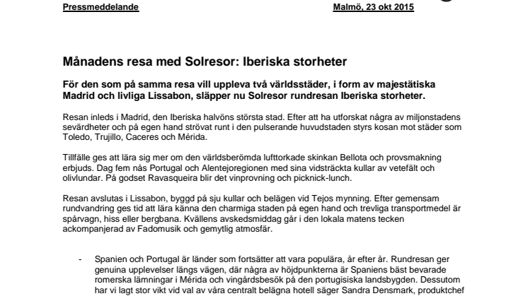 Månadens resa med Solresor: Iberiska storheter 