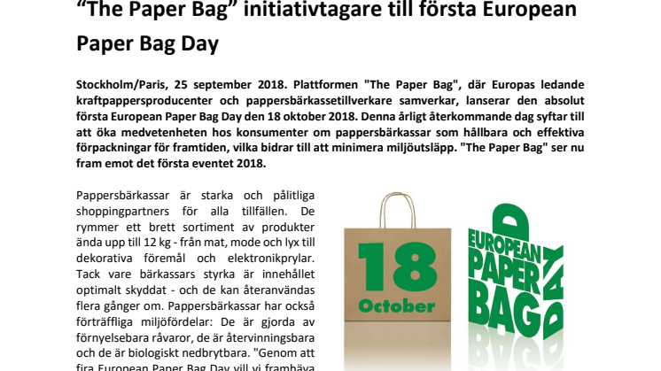 “The Paper Bag” initiativtagare till första European Paper Bag Day