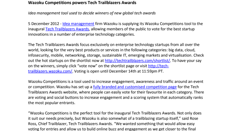 Wazoku powers Tech Trailblazers Awards