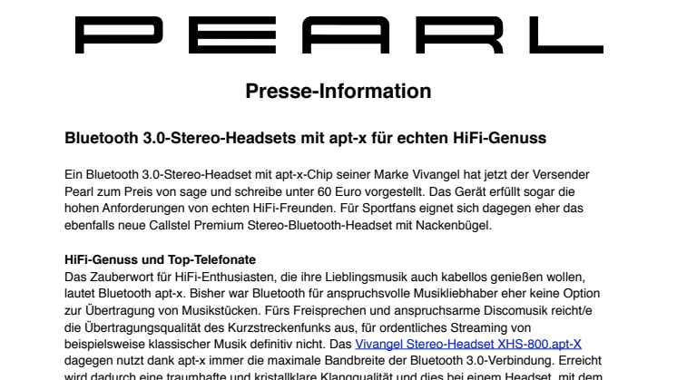 Bluetooth 3.0-Stereo-Headsets mit apt-x für echten HiFi-Genuss