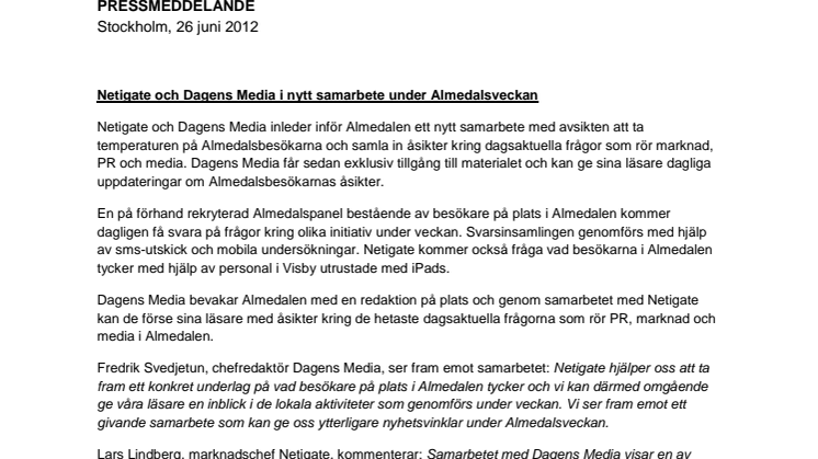 Netigate och Dagens Media i nytt samarbete under Almedalsveckan