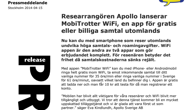 MobiTrotter WiFi, smart app för gratis eller billiga samtal utomlands - nu på marknaden