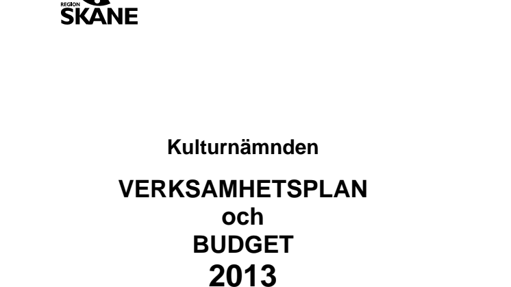 Kulturnämndens budget och verksamhetsplan för 2013