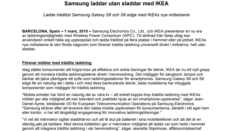Samsung laddar utan sladdar med IKEA