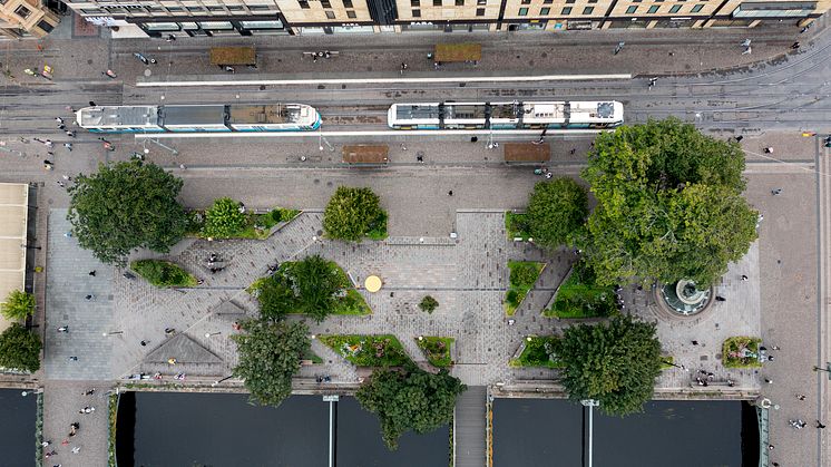 Brunnsparken från ovan. Foto: Yousef Boussir, fastighetskontoret Göteborgs Stad