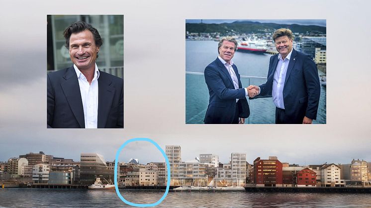 Her er tomten der det nye Quality hotellet, som blir Bodø sitt største, skal stå. Kjededirektør for Quality Hotel Eivind Tangvik (i midten) har tro på utbygger Morten Jakhelln sin visjon for den nye bydelen Ramsalt. 