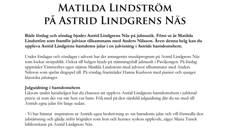 Matilda Lindström på Astrid Lindgrens Näs 