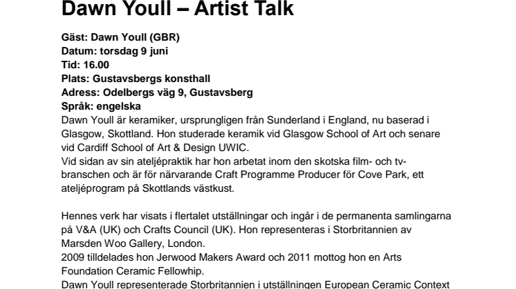 Artist Talk: Dawn Youll på Gustavsbergs Konsthall
