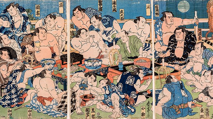 Sumo - sport, ritual, konst - en utställning som visar träsnitt med motiv från den japanska nationalsporten sumo