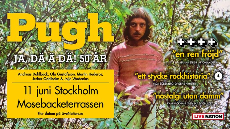 ​PUGH PLUSSAR PÅ – NYTT DATUM! - MOSEBACKETERRASSEN STOCKHOLM 11 JUNI