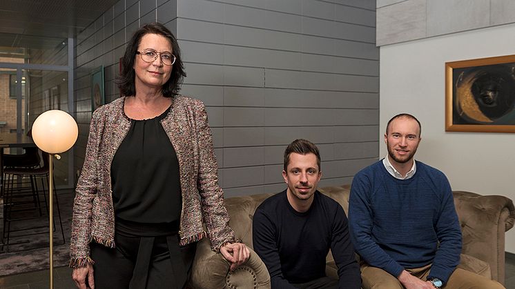 Fr v; Åsa Davidsson vVD/Marknadschef HusmanHagberg, Tobias Lewandowski Marknadschef och grundare Econans, David Klamer VD och grundare Econans.