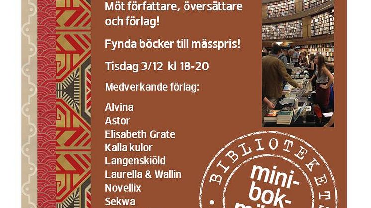 Minibokmässa på Medborgarplatsens bibliotek 3 dec!