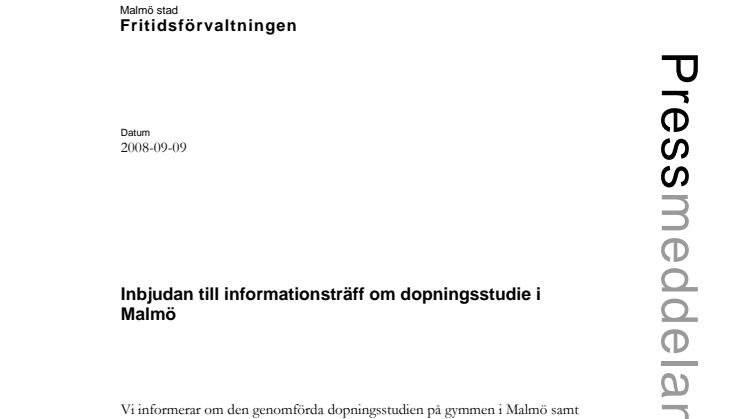 Inbjudan till informationsträff om dopningsstudie i Malmö