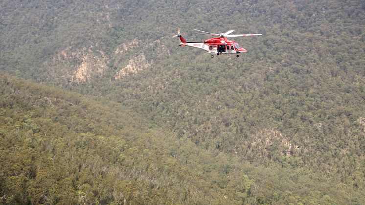 The rescue helicopter arrives to fly Chris Monaghan to Westmead Hospital