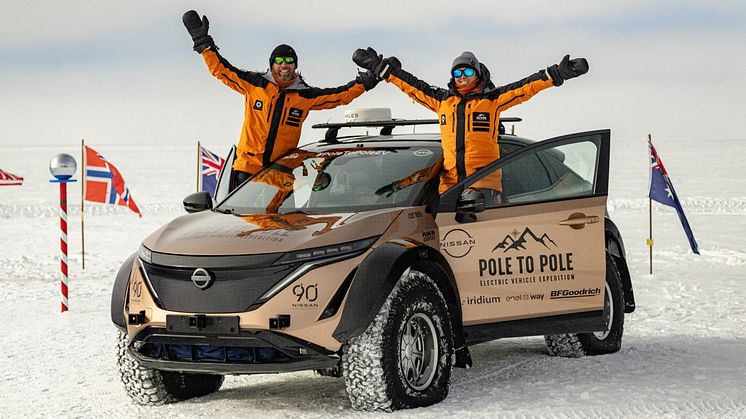 Nissans pol til pol ekspedisjon har nådd frem til Sydpolen