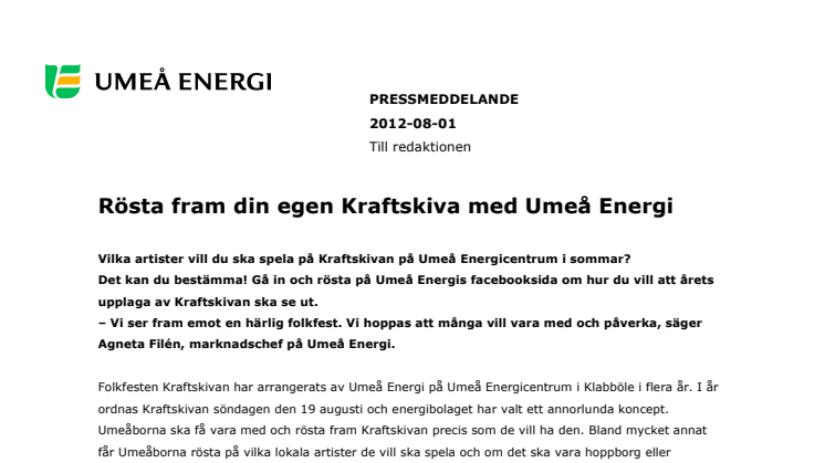 Rösta fram din egen Kraftskiva med Umeå Energi 