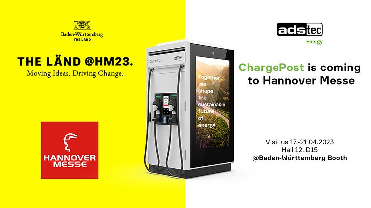 ADS-TEC Energy will present the ChargePost battery-based ultra-fast charging solution at  Hannover Messe 2023