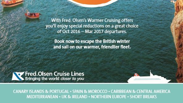 Fred. Olsen Cruise Lines’ new ‘Warmer Cruising’ campaign can save you up to 40%!