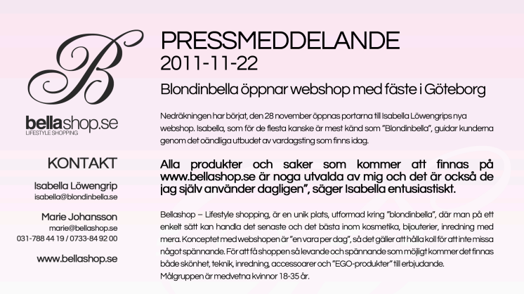 Blondinbella öppnar webshop med fäste i Göteborg