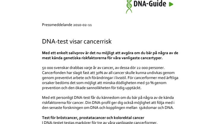 DNA-test visar cancerrisk
