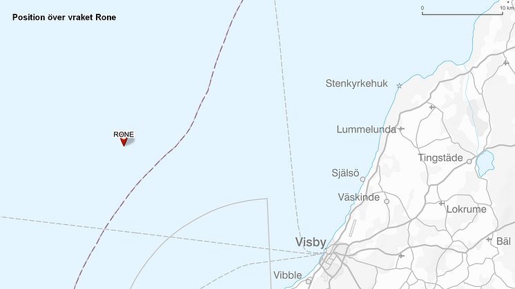 Vraket ligger på 98 meters djup, 28 km väster om Gotland. 