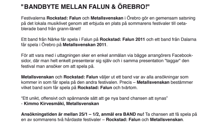 Bandbyte mellan Falun & Örebro