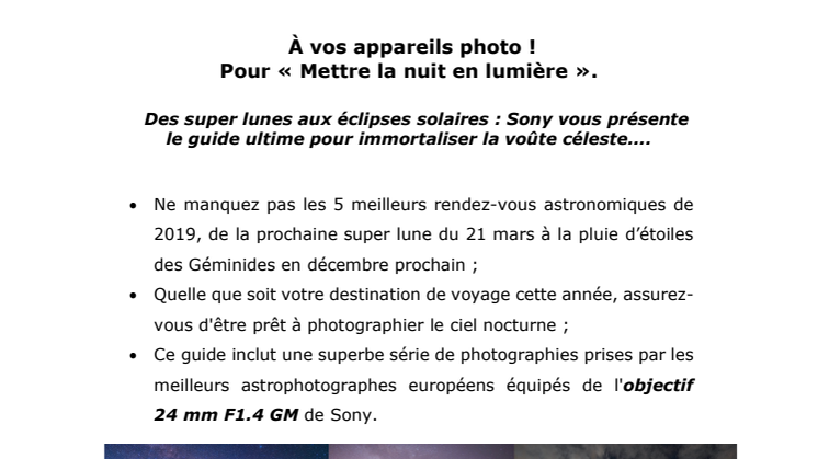  À vos appareils photo !  Pour « Mettre la nuit en lumière ».