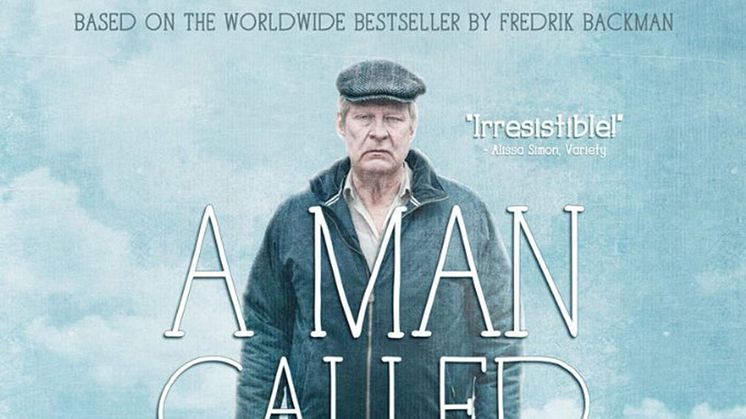 Del av den internationella affischen för filmen "En man som heter Ove" med Rolf Lassgård i titelrollen.  