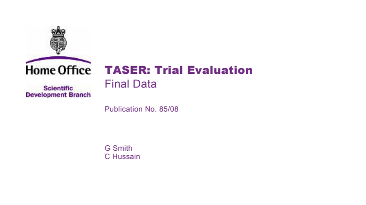 UK Home Office Scientific Development Branch "TASER: Trial Evaluation" (2008)