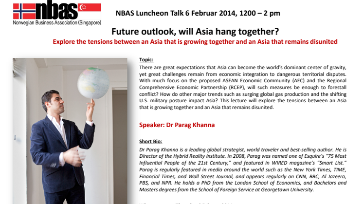 2014-02-06 NBAS Luncheon Talk: Future outlook, will Asia hang together?