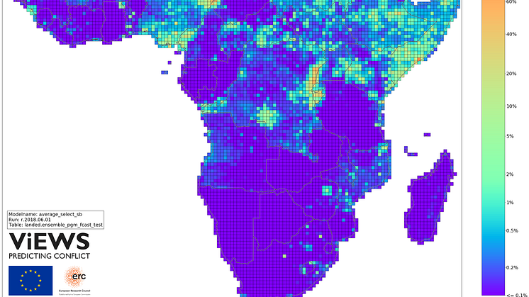 Figure 1: Predicted risk of state-based armed conflict across Africa, June 2018