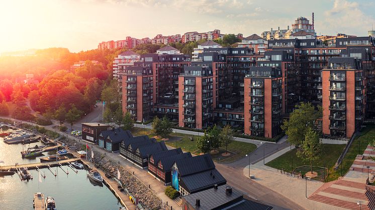 Lägenhetshus vid Nacka Strand utanför Stockholm