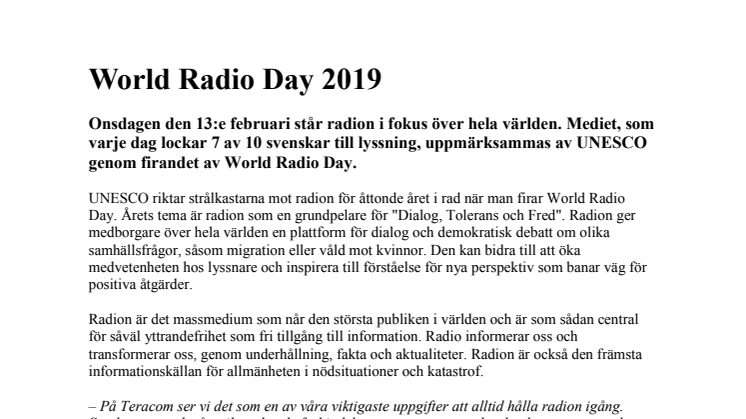 ​World Radio Day 2019 – Kaknästornet tänds i blått