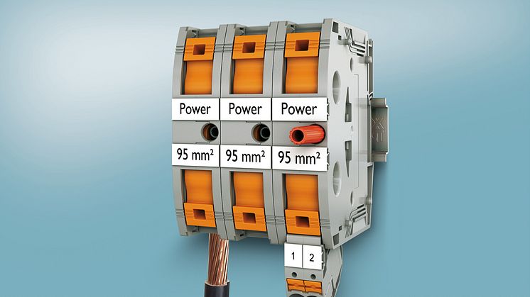 High-current terminals with push-in connection technology for conductors up to 95 mm²