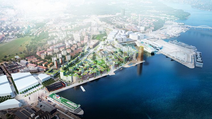 Visualisering av Norra Djurgårdsstaden av Stockholms stad/Dynagraph 