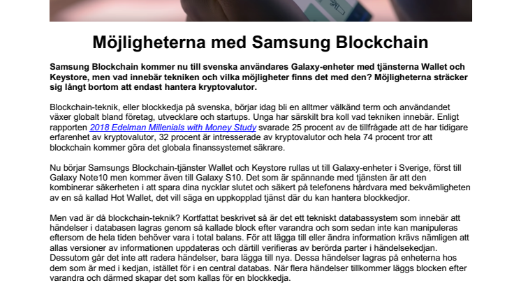 Möjligheterna med Samsung Blockchain