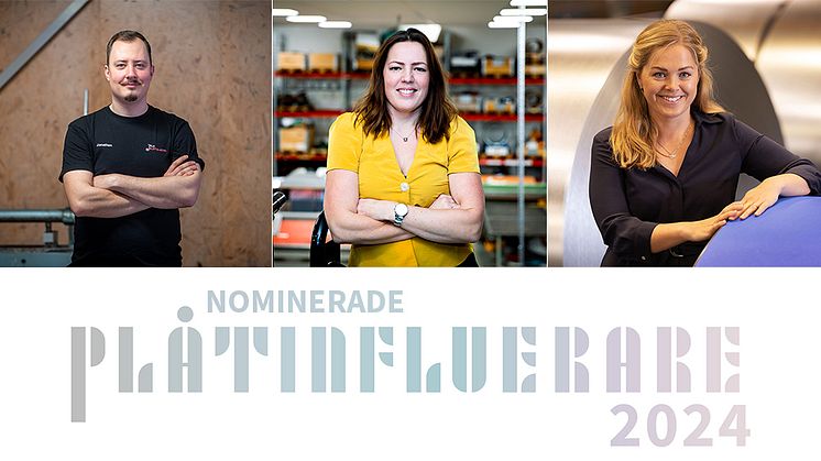 Nominerade till Årets Plåtinfluerare 2024: (fr.v.) Jonathan Lundin, Emelie Persson och Matilda Isaksson