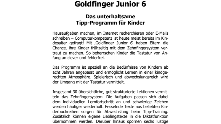 Der unterhaltsame Tipp-Trainer für Kinder - Goldfinger Junior 6