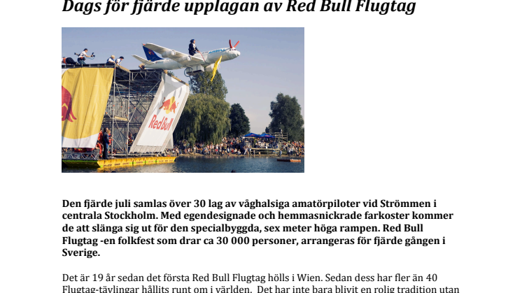 Dags för fjärde upplagan av Red Bull Flugtag
