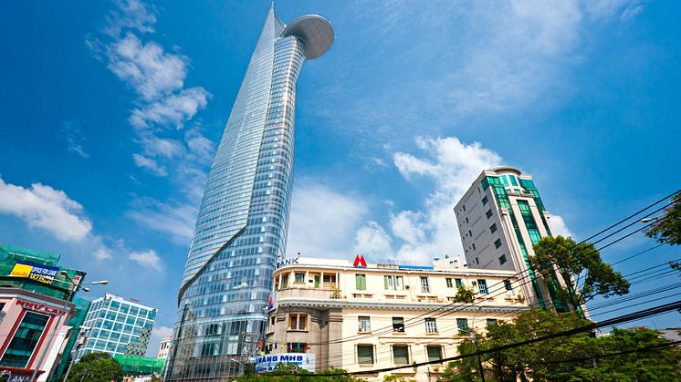 Der Bitexco Financial Tower war bei der Fertigstellung in 2010 das höchste Gebäude in Vietnam.