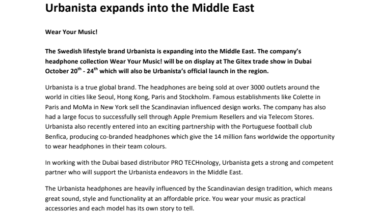 Urbanista expands into the Middle East